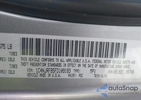 2015 Jeep Patriot High Altitude Edition из США, поврежденный, VIN 1C4NJRFB5FD109183